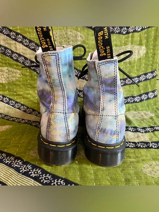 Dr. Martens 1460 Pascal Blue Tie Dye Leather Lace Up Boots Size 6 Grunge Punk - Picture 5 of 15